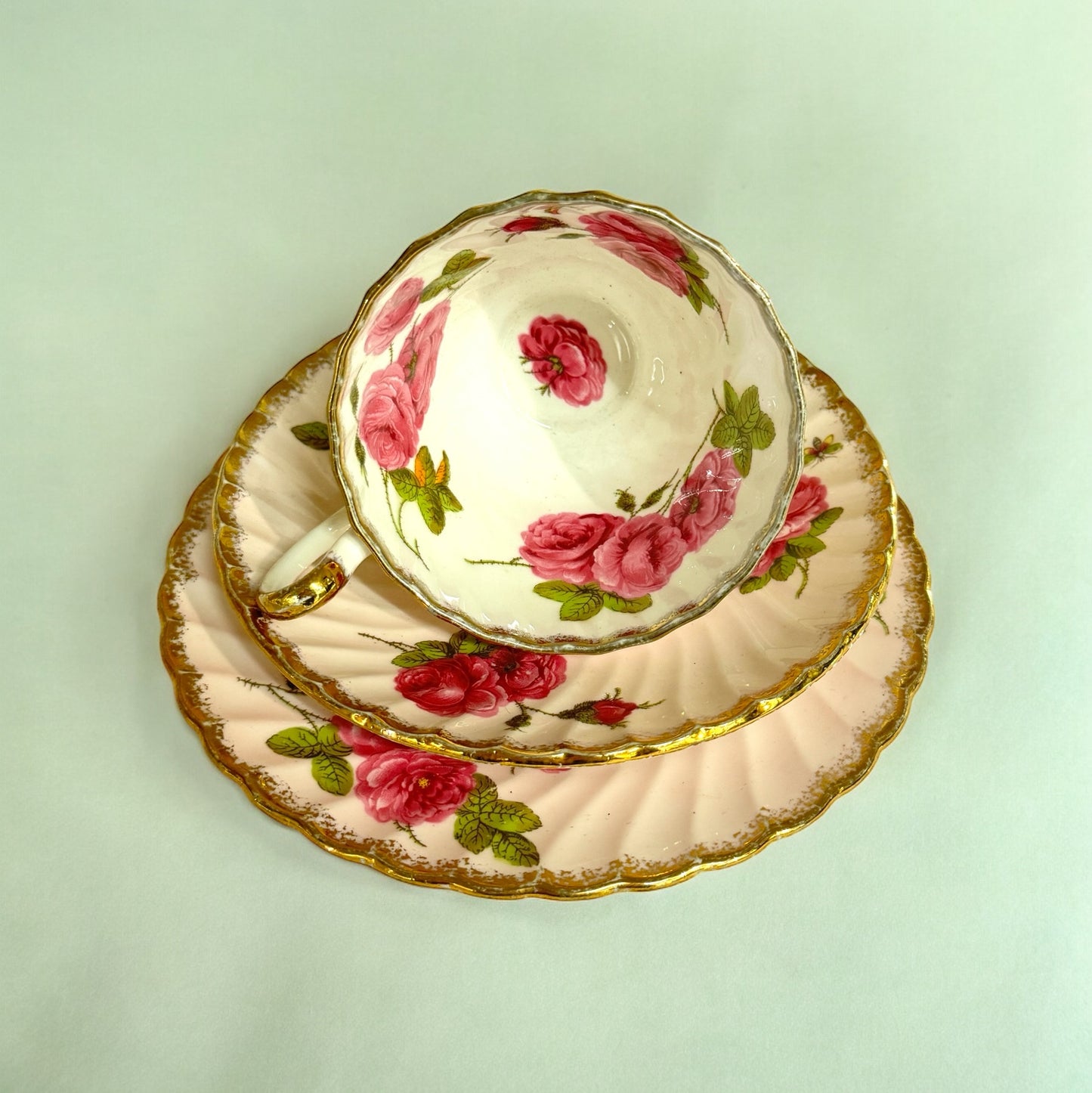 Foley Pink Roses Tea Trio
