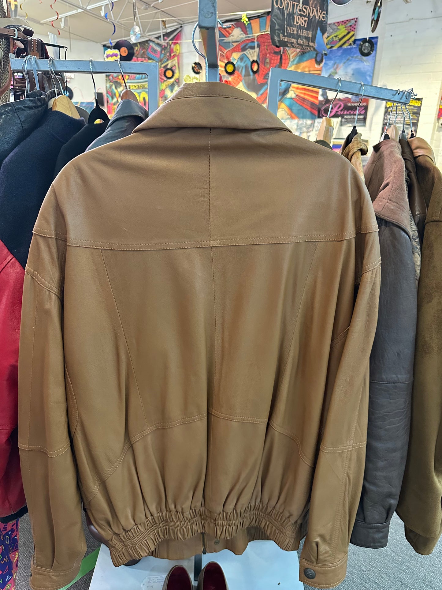 Vintage Popüler Leather Club Tan Leather Jacket – Made in Turkey, L-XL