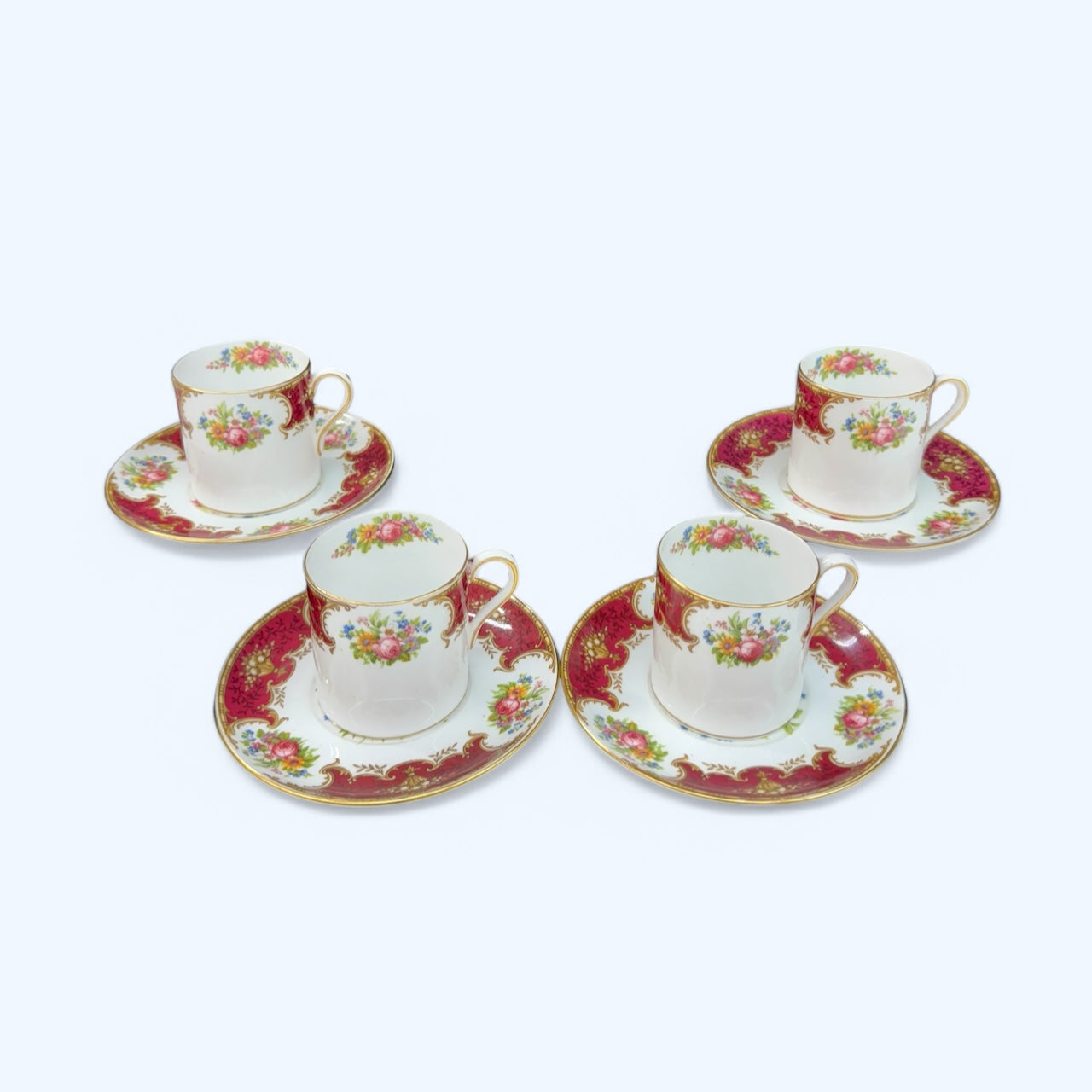 Shelley Duchess tea pot w/t 4 Cup Saucer