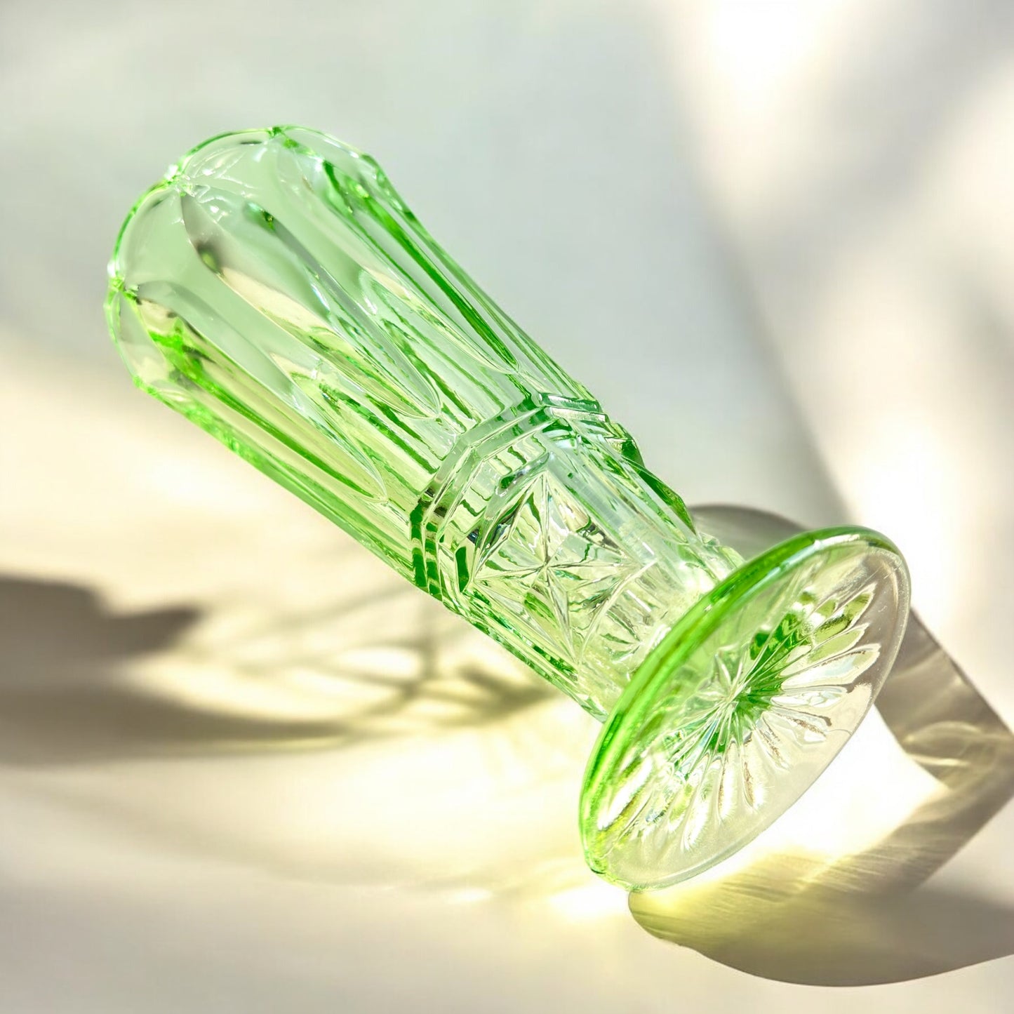 Green Depression Glass Vase
