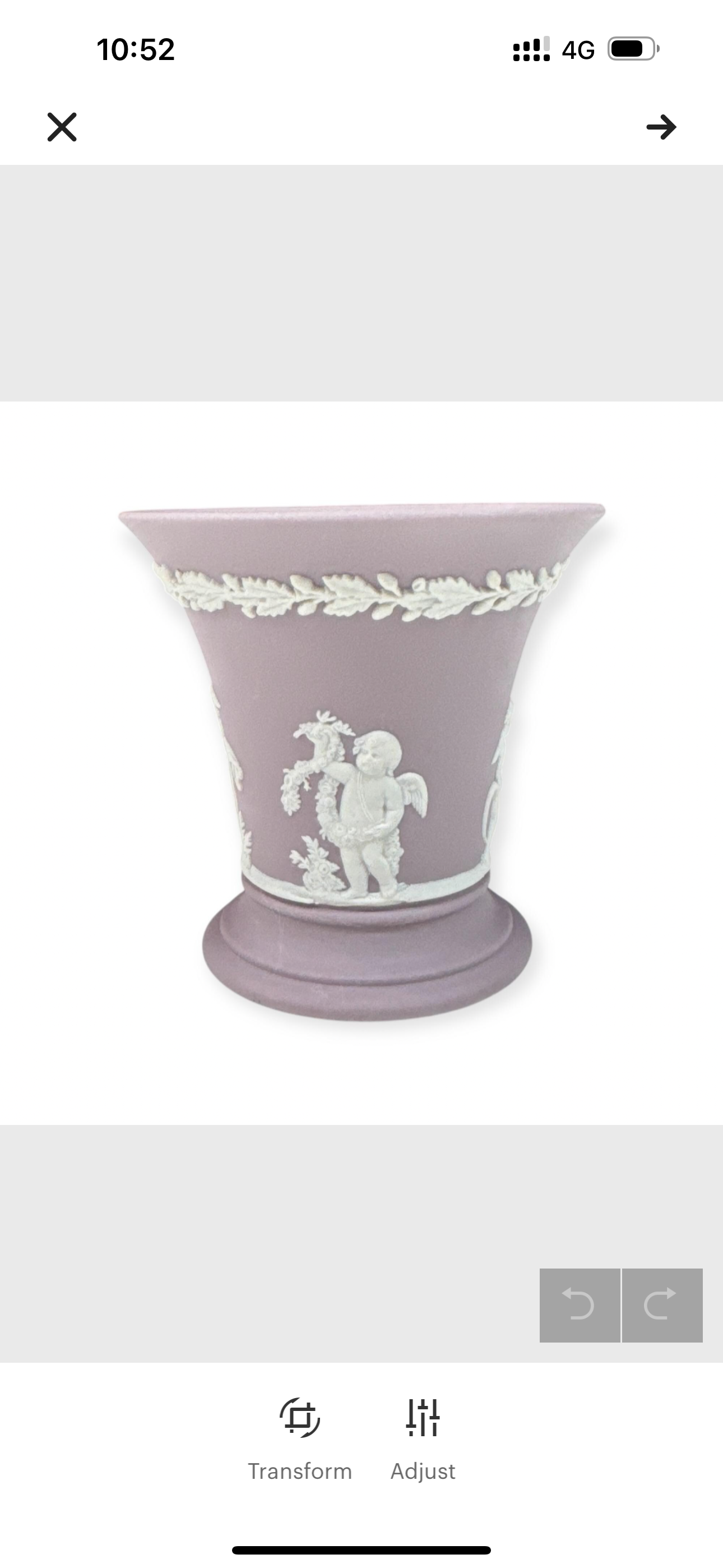 Wedgwood Lilac Jasperware Vase, Cupid Cherubs Angels Lavender jasper 1960