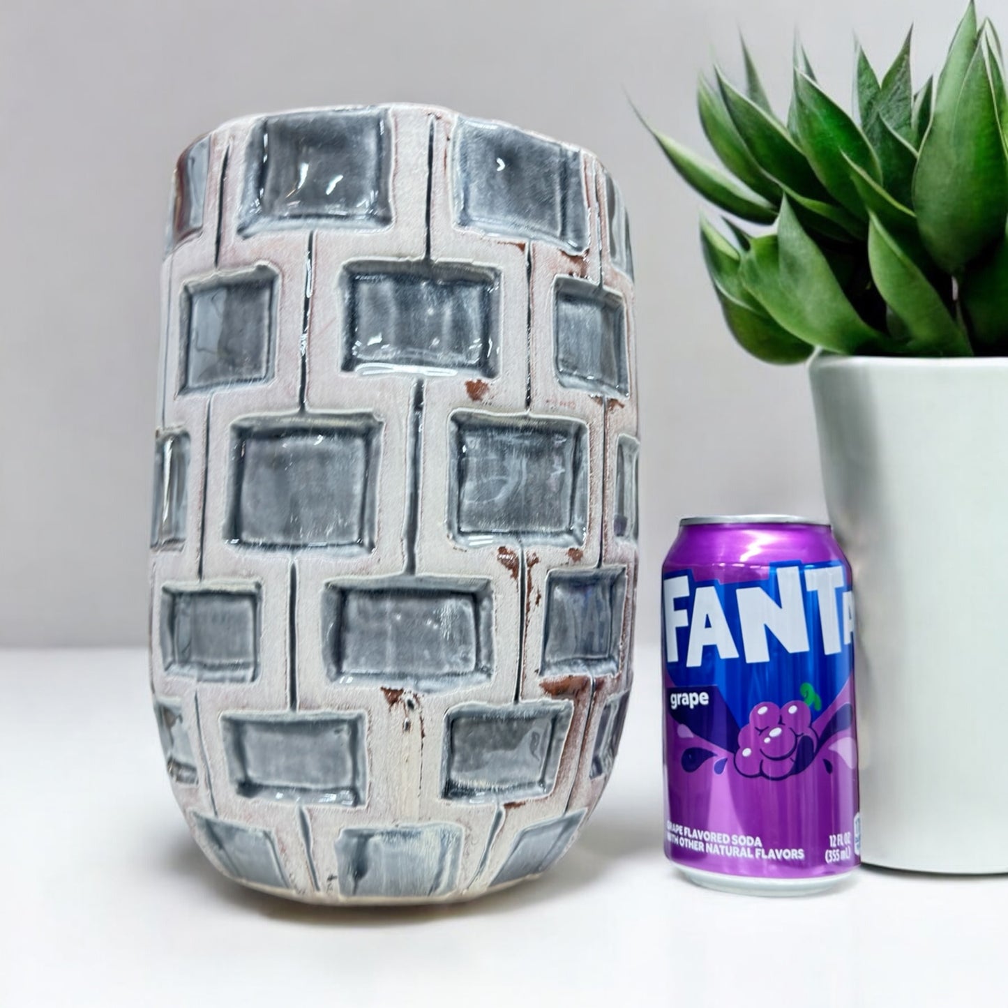 Pink + Grey Ceramic Vase