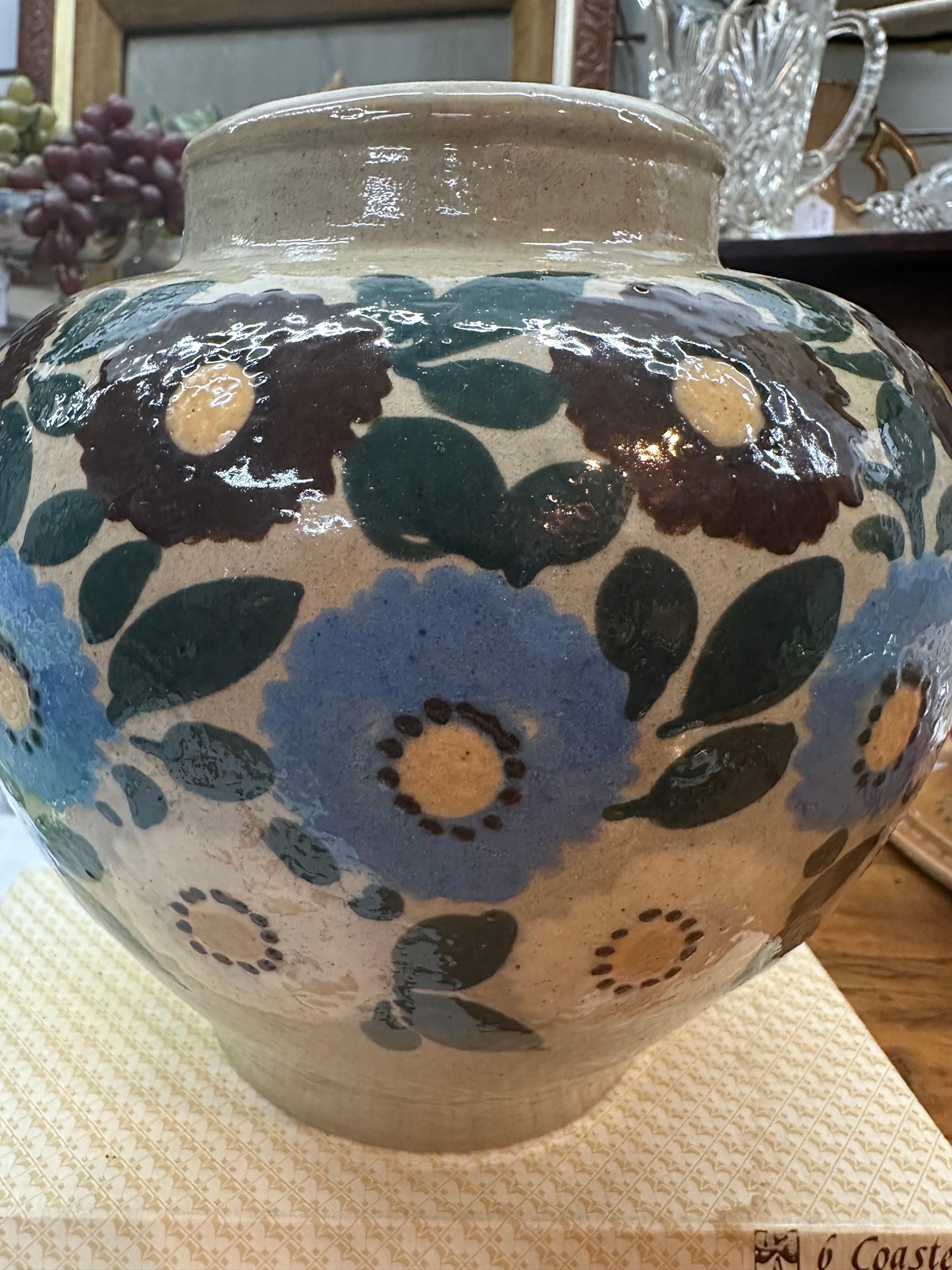 Elchinger Et Cie, France Pottery, Vase, Flowers, Earthenware, Early 20th Century.