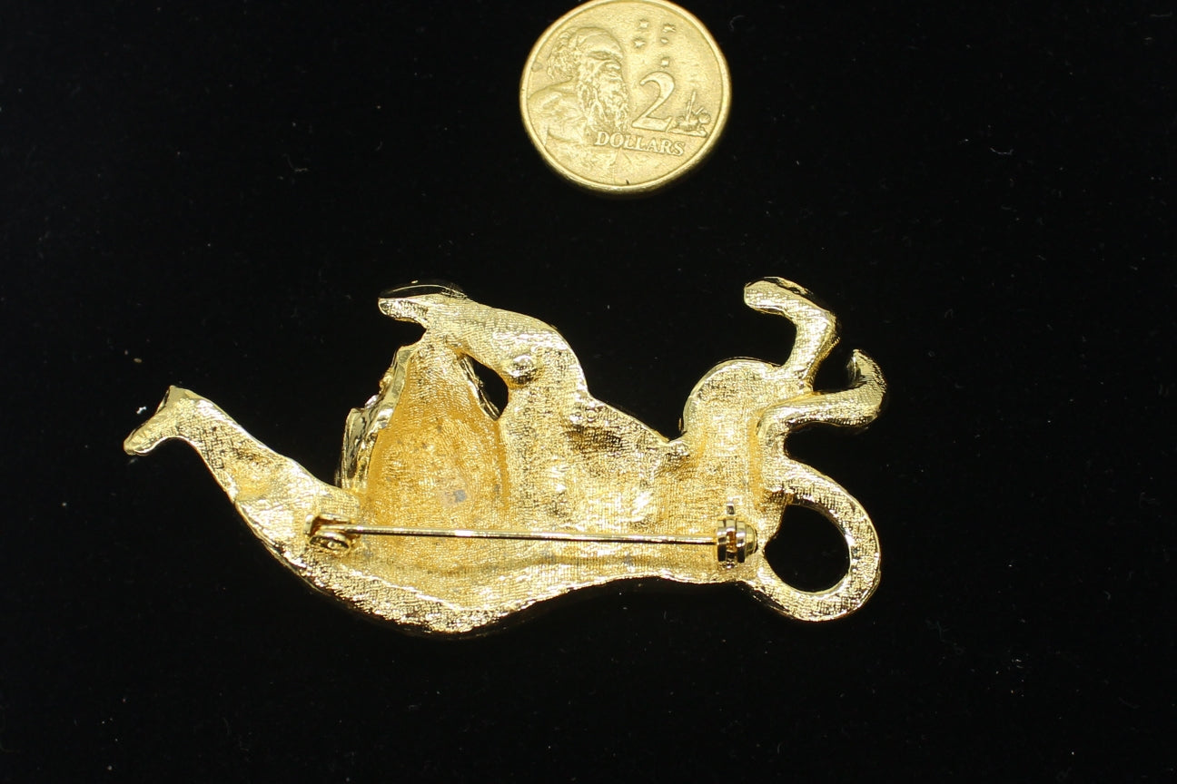 1980s Deadstock Rhinestone Tiger Brooch