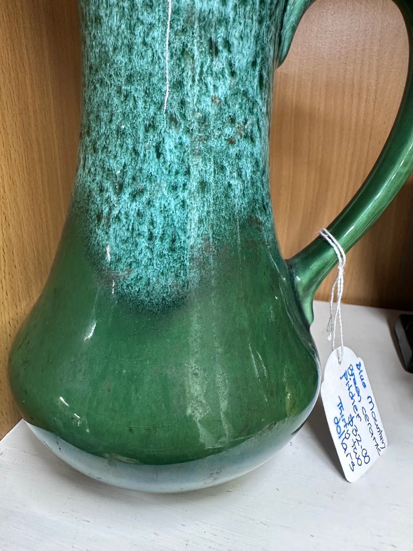 Blue Mountain Green Ceramic Pitcher