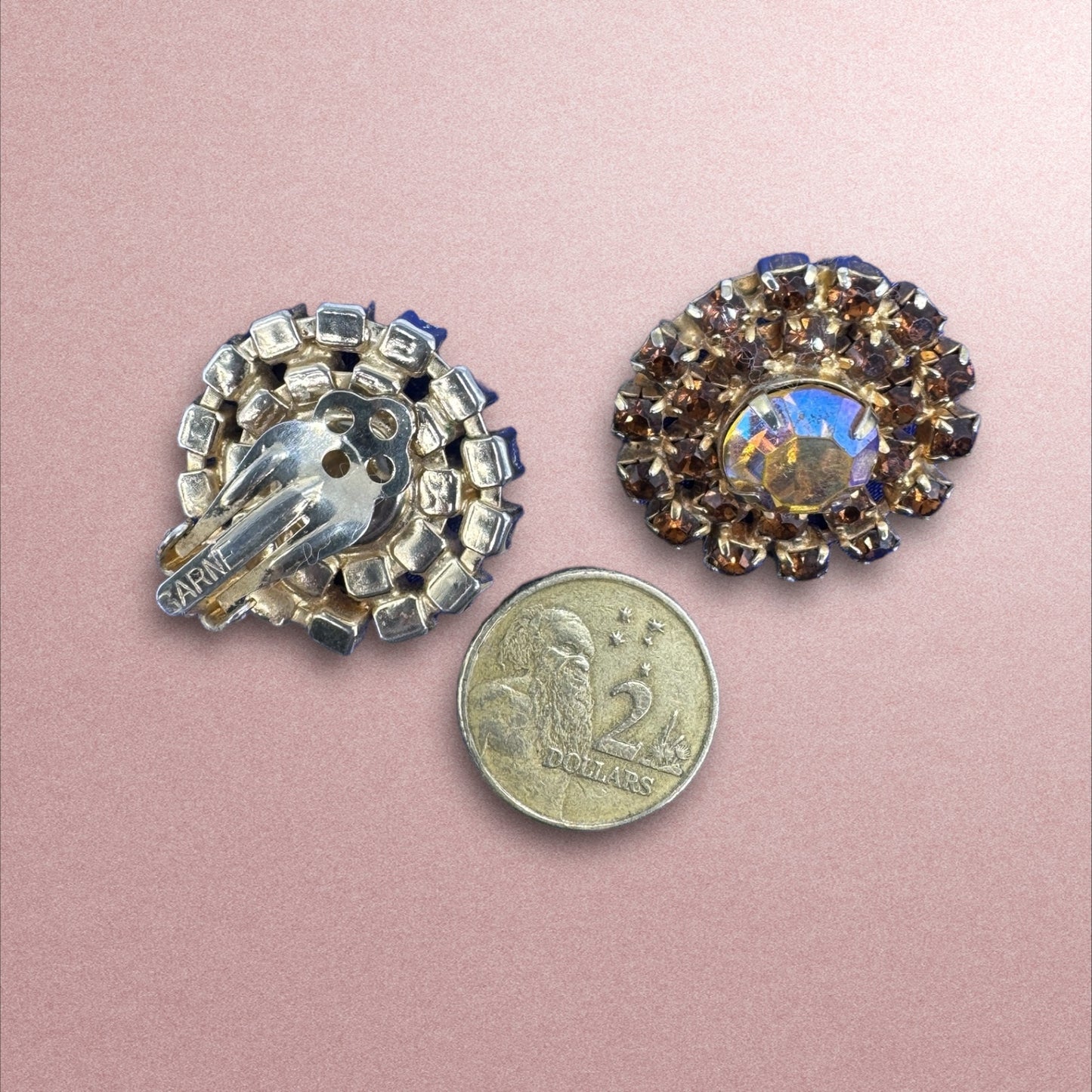Vintage 1960s Clip on Rhinestone Earrings