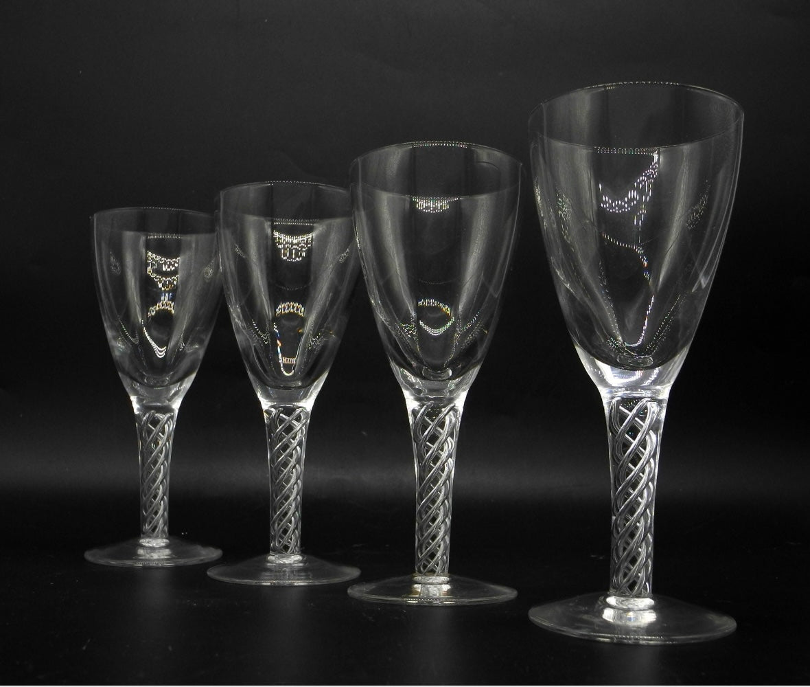 Four Stuart Air Twist Glass Goblets