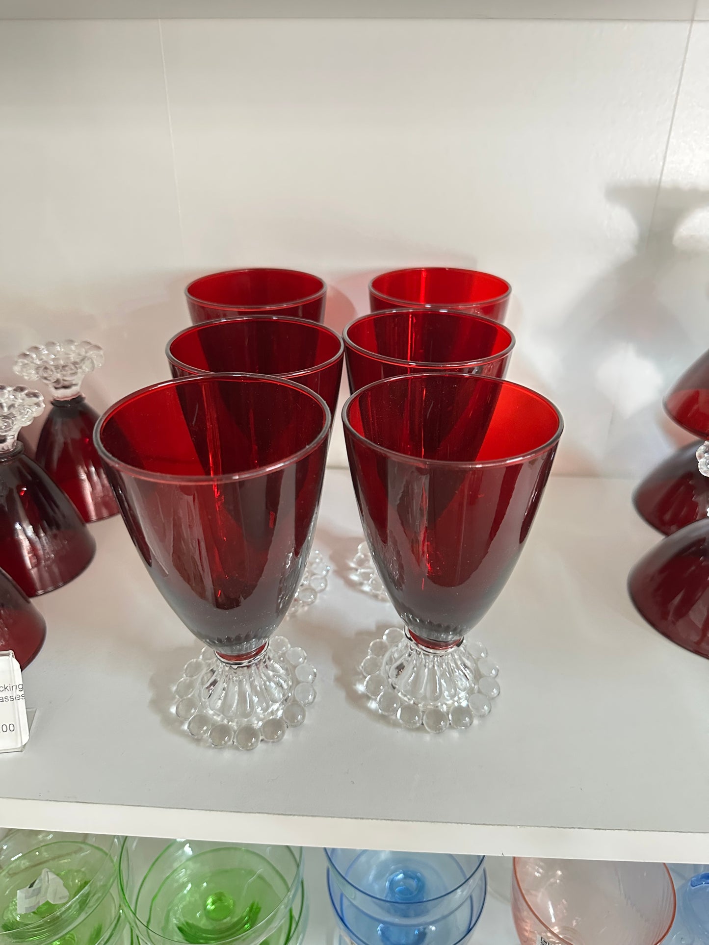 6x Ruby Boopie Glass