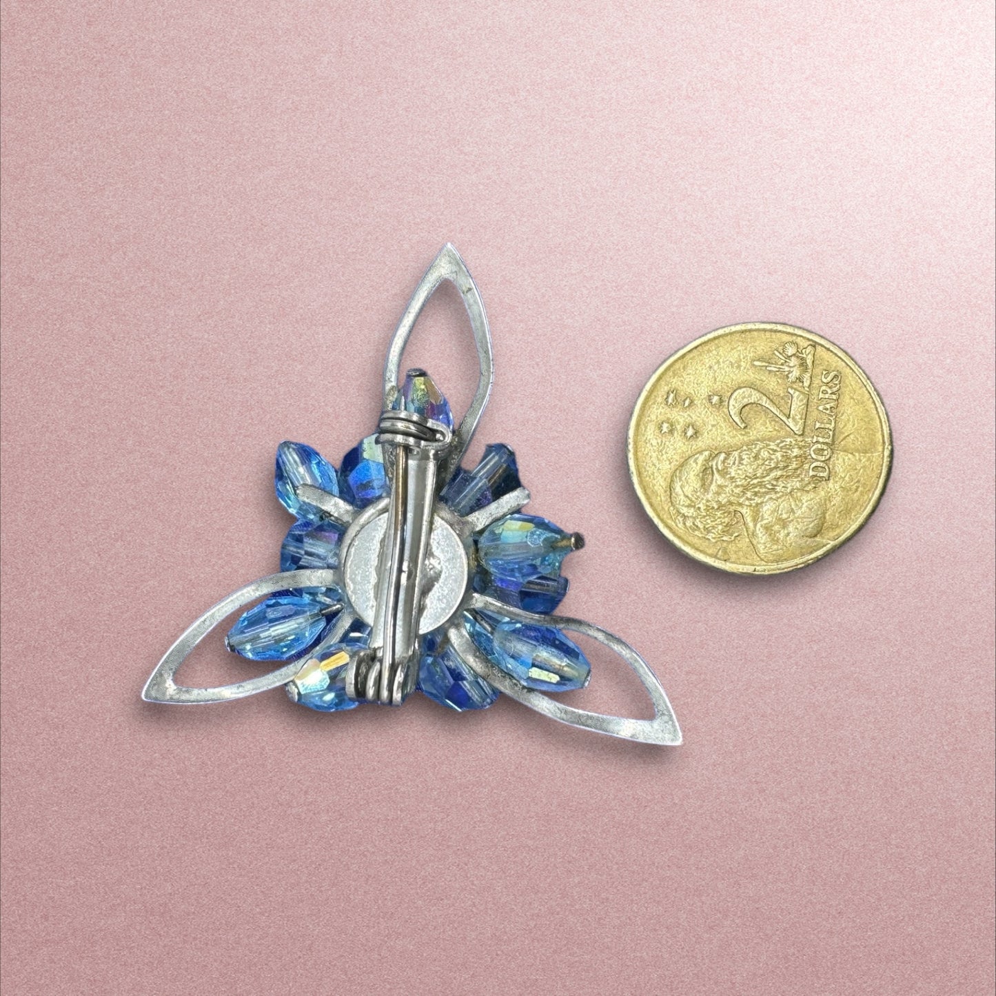 Vintage Blue Rhinestone Brooch