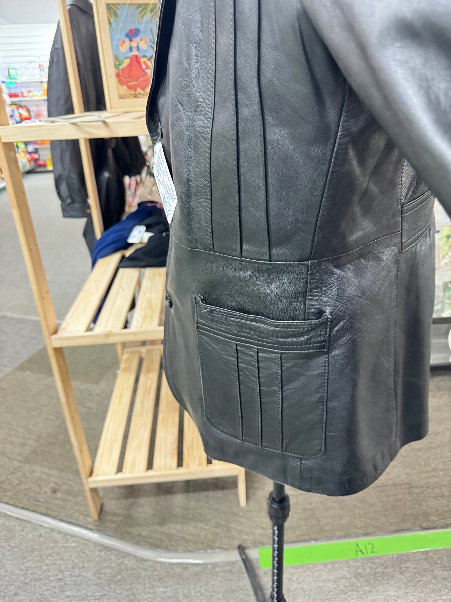 Black Salamander Leather Jacket Patch Pockets Great Condition