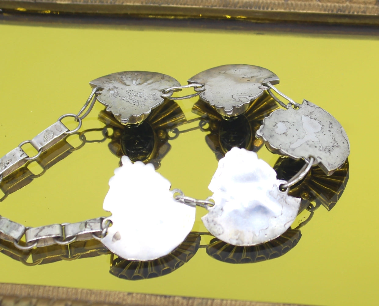 1940's Vintage Mexican Silver Aztec Face Necklace