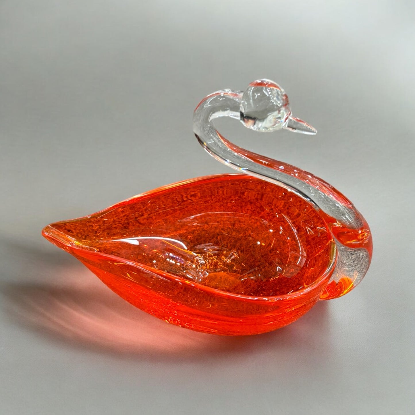Vintage Orange Glass Swan