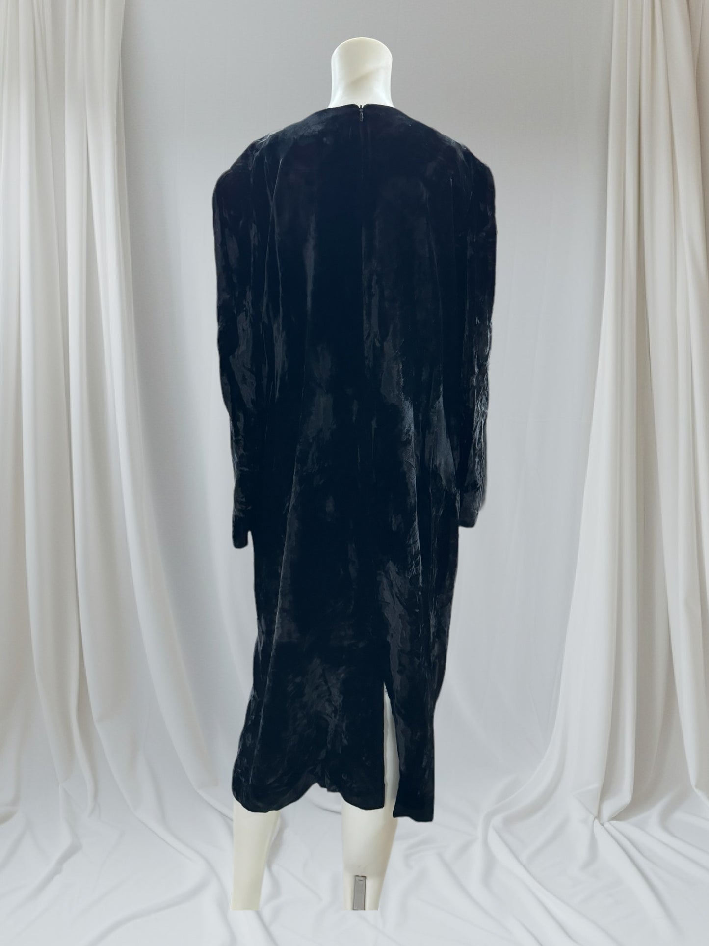 Labeled black Velvet dress with crystal Bead Neckline