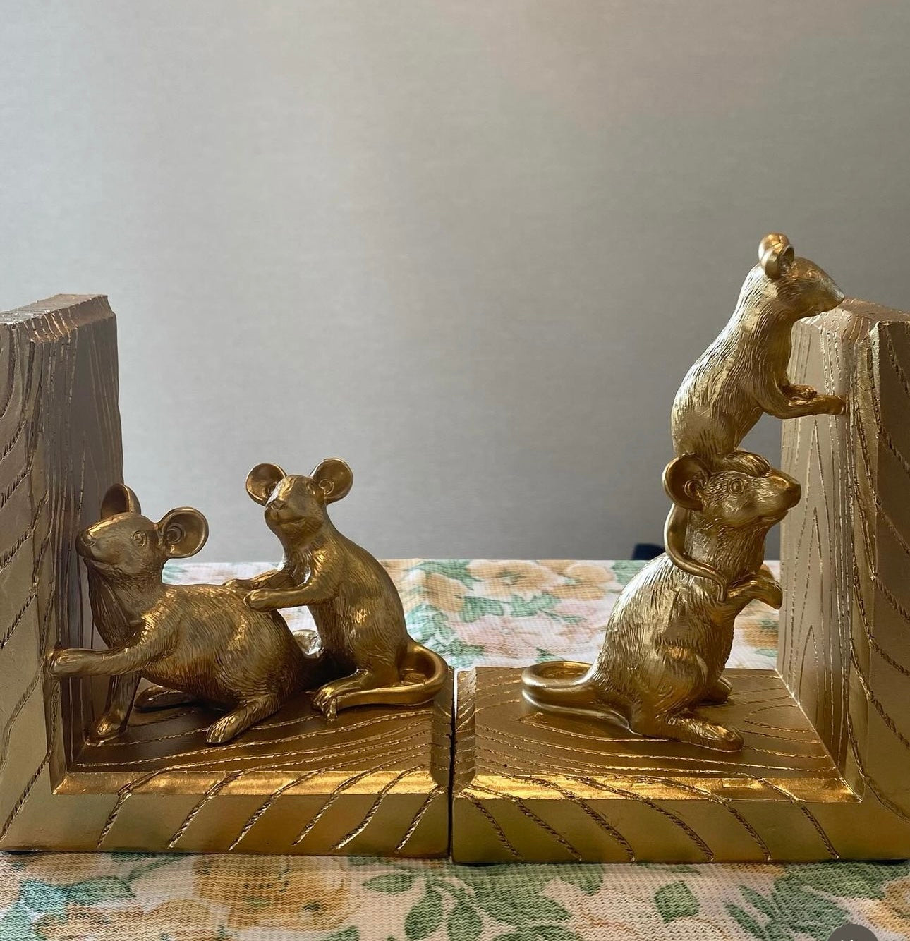 Gold Mice Bookends