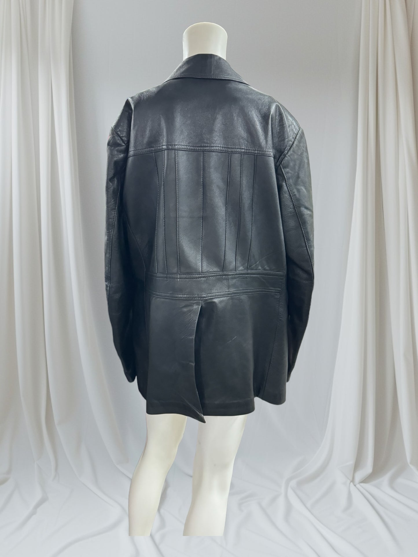 Black Salamander Leather Jacket Patch Pockets Great Condition