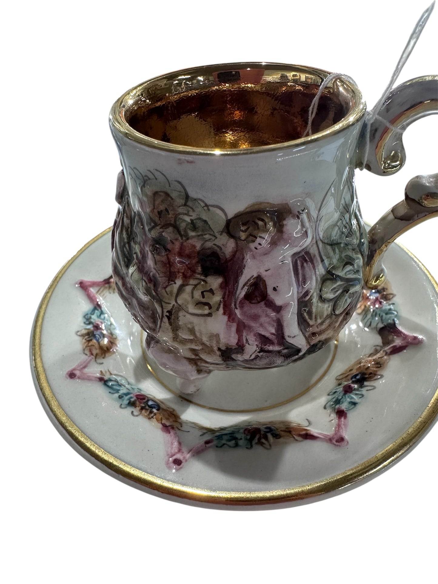 1970s R. Capodimonte Relief Cherubs Cup and Saucer,