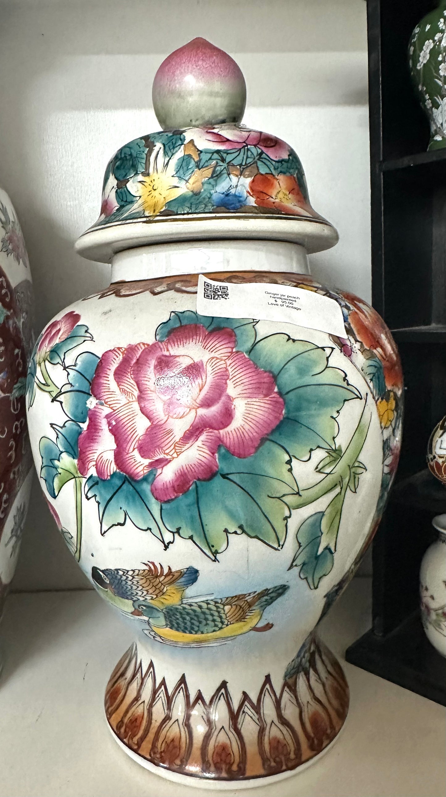 Ginger Jar, Peach hand painted