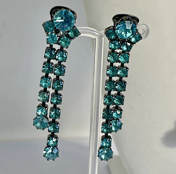 Aqua Rhinestone Necklace & Earrings