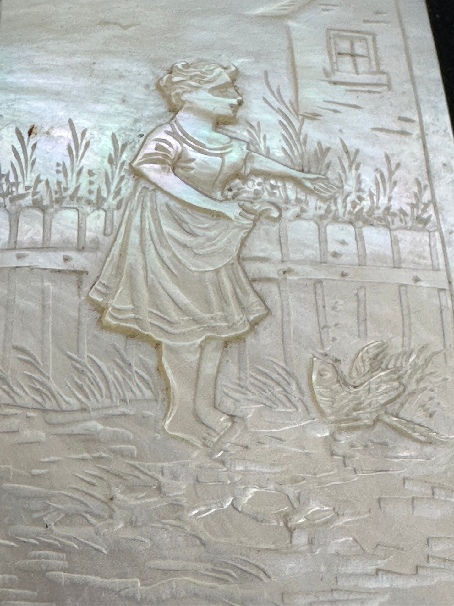 19th Century Hand Carved MOP Panel,