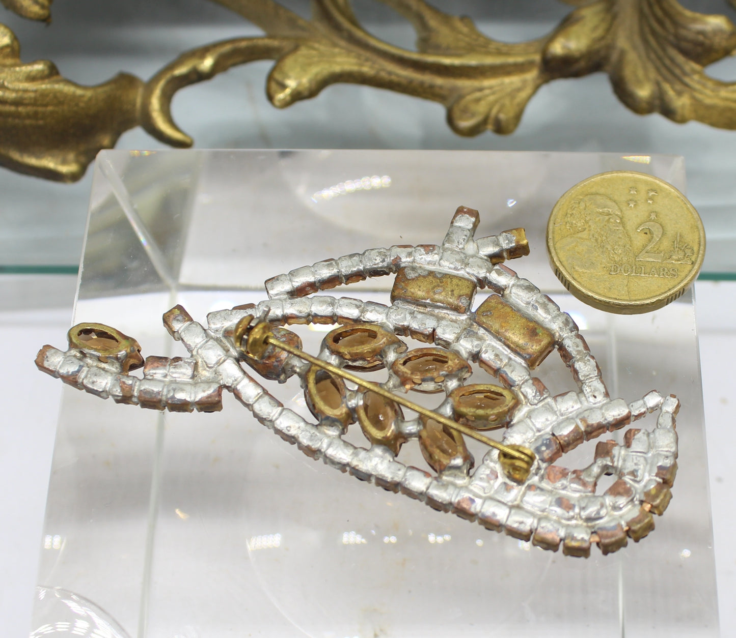 Czech Rhinestone Bird Brooch