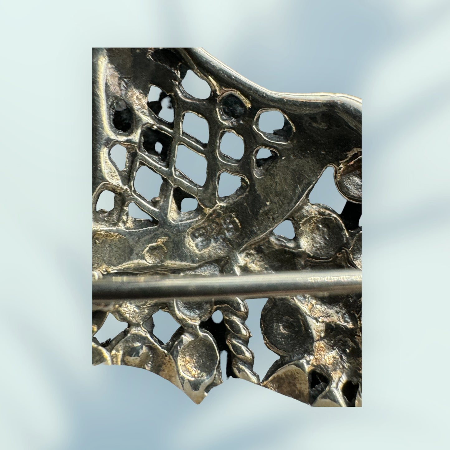 1950s 925 Sterling Silver Marcasite Brooch
