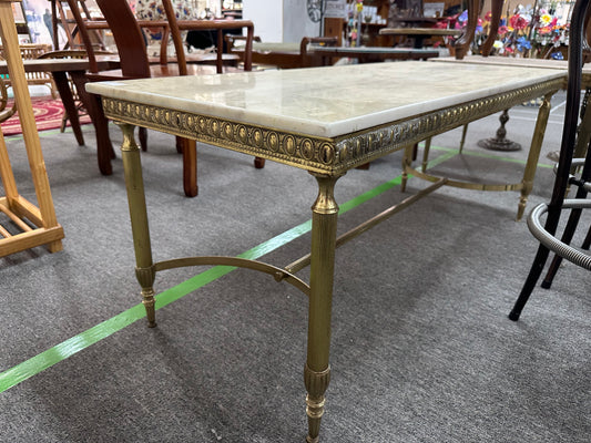 Neoclassical Marble Top Brass Table