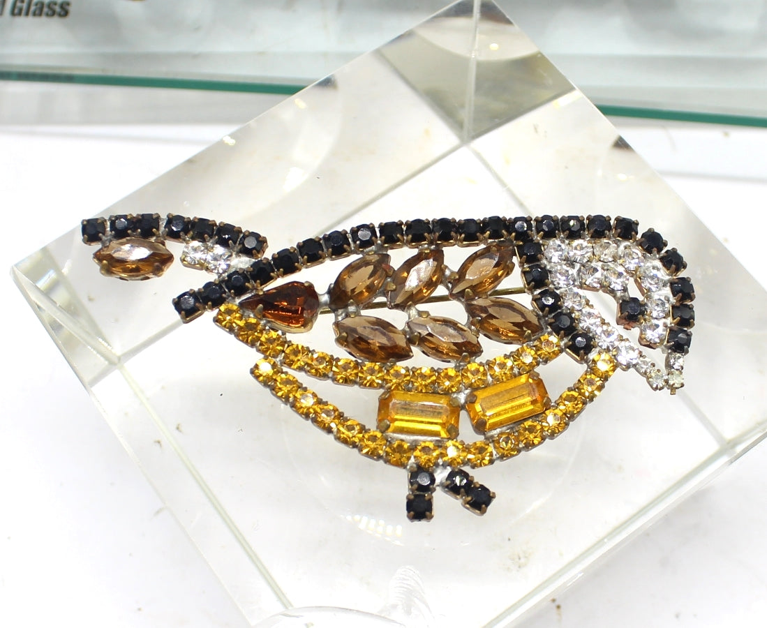 Czech Rhinestone Bird Brooch
