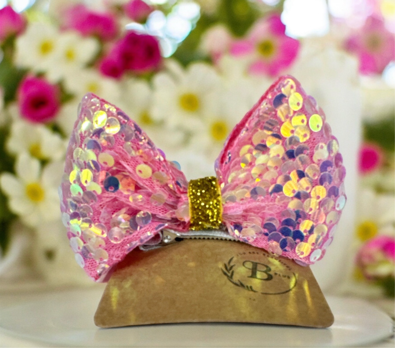 Stand Sequin Hair Bow - 03009