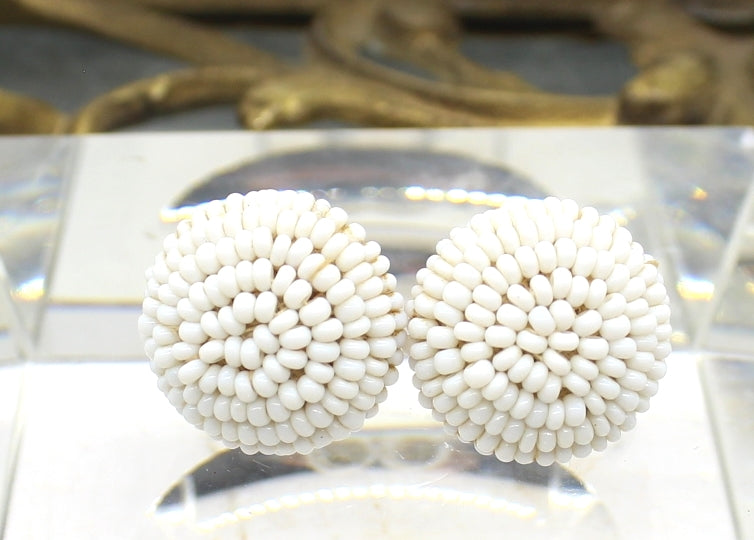 White Italian Beaded Earrings