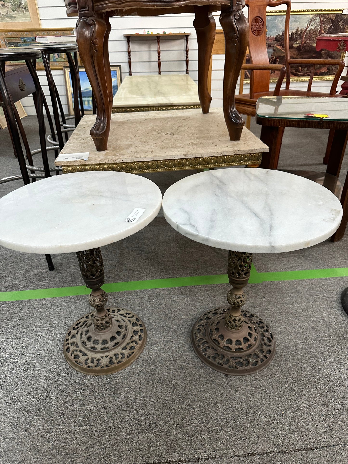 Marble Top Brass Side Table