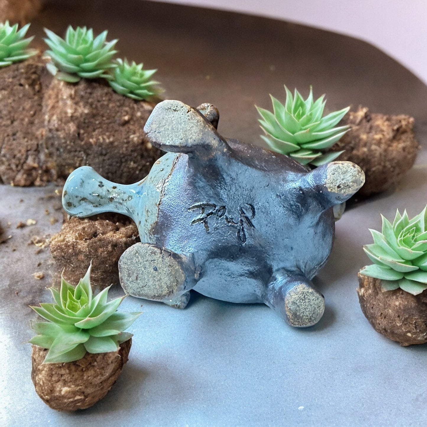 Signed Pottery Pig Figurine
