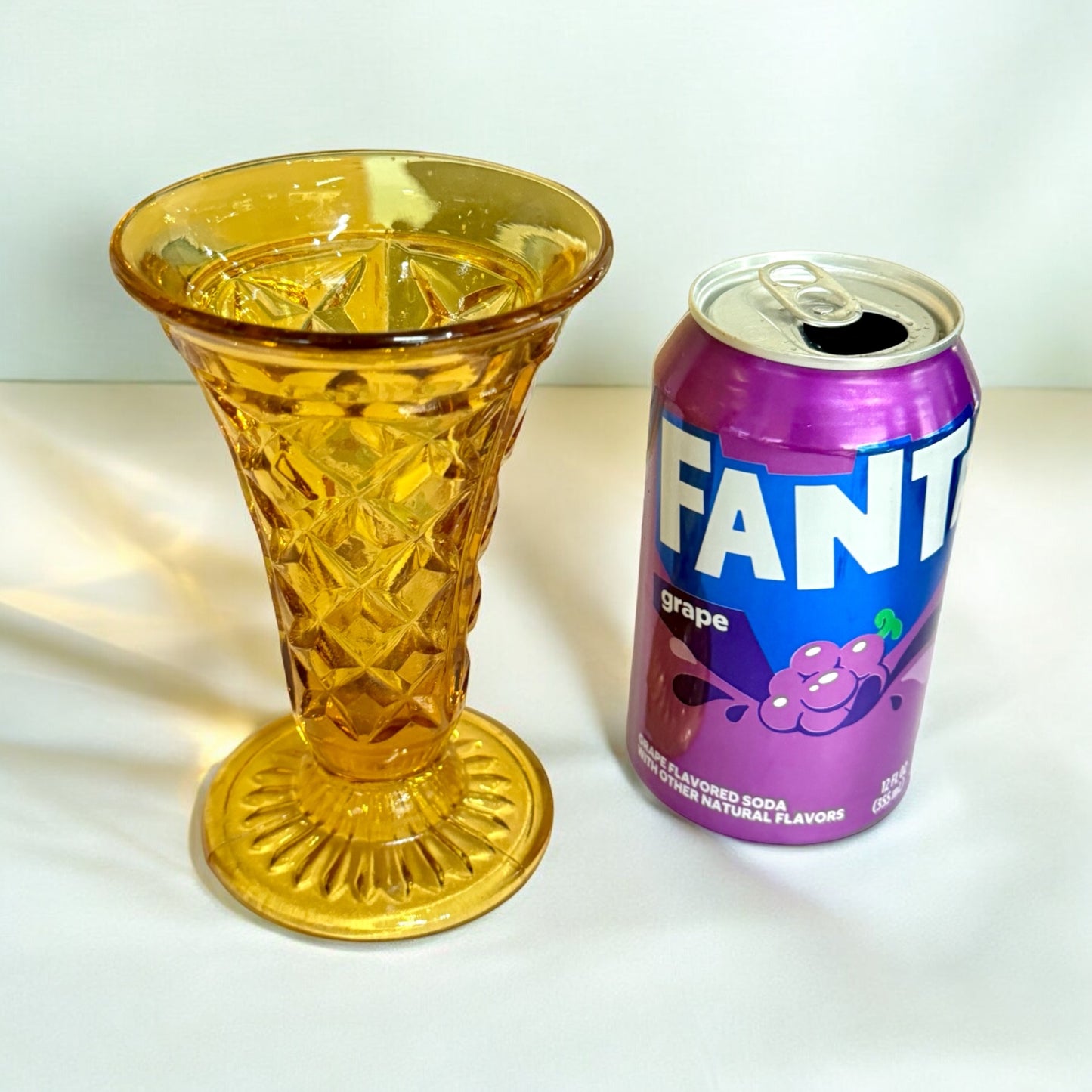 Cut Glass Amber Vase
