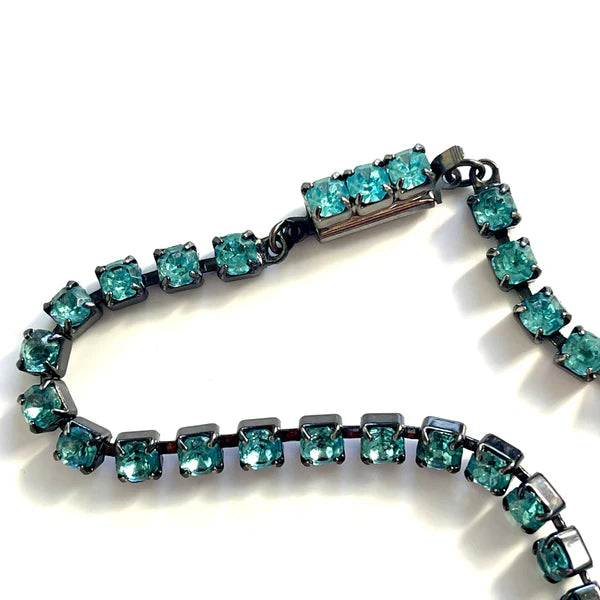 Aqua Rhinestone Necklace & Earrings