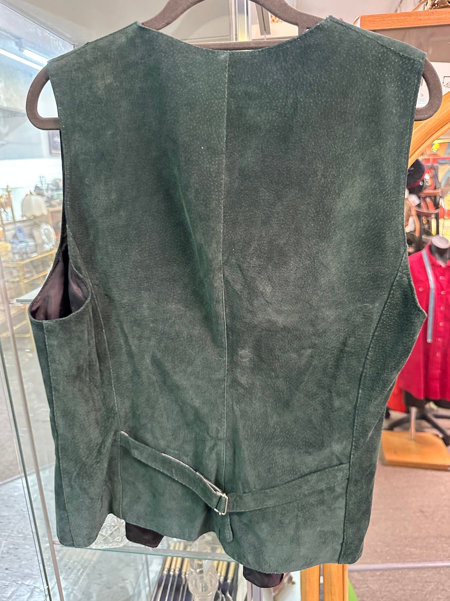 Vintage Green Suede Vest – Valina – Made in Australia – Size L