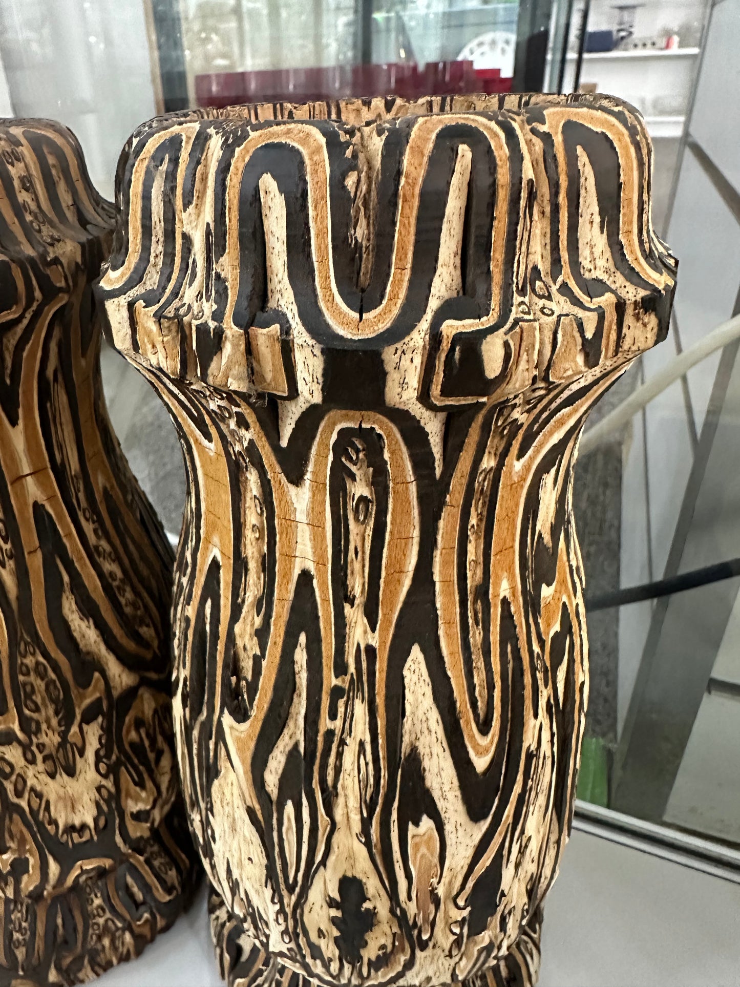 Tall Pair Maori Ponga Vase form New Zealand