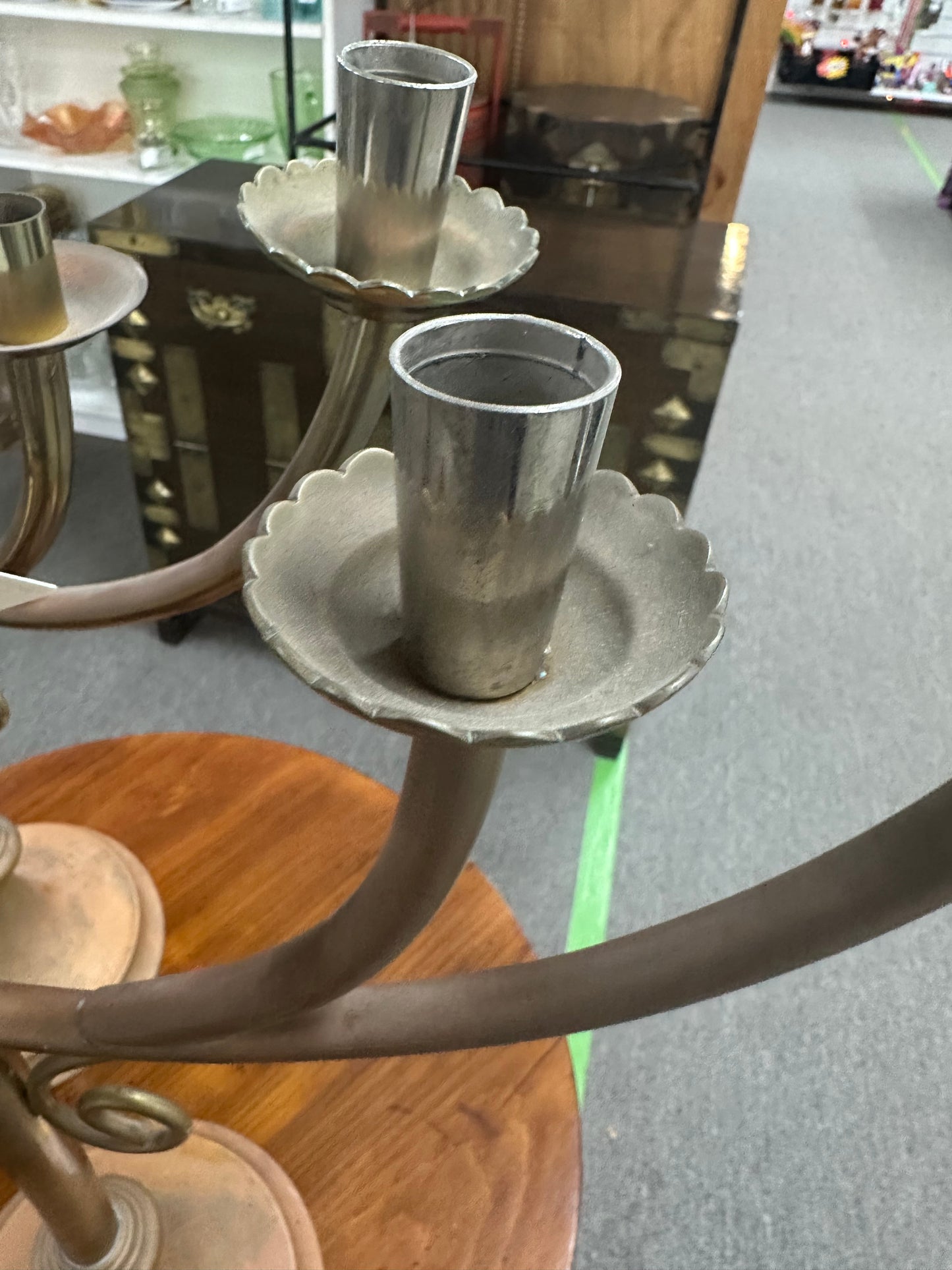Pair Old Church Brass Candelabra