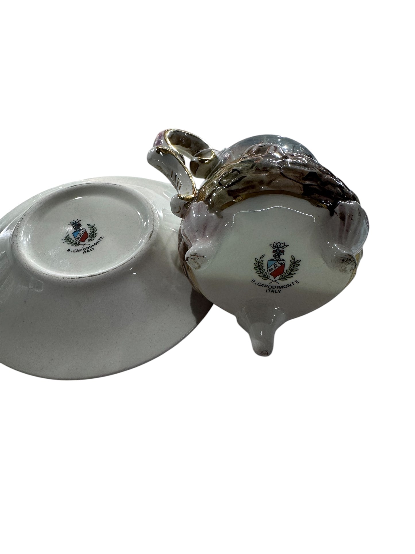 1970s R. Capodimonte Relief Cherubs Cup and Saucer,