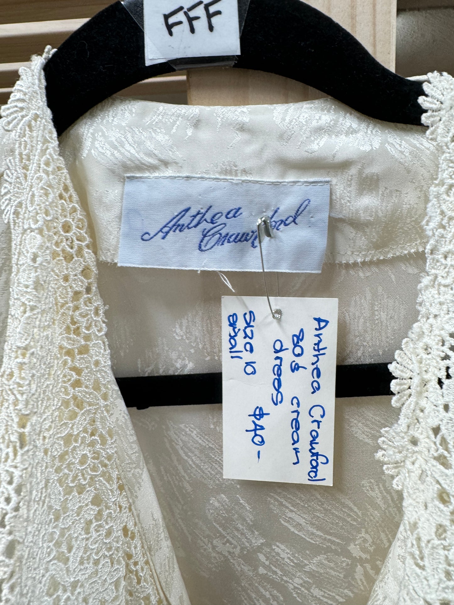 Anthea Crawford 80's Cream Dress