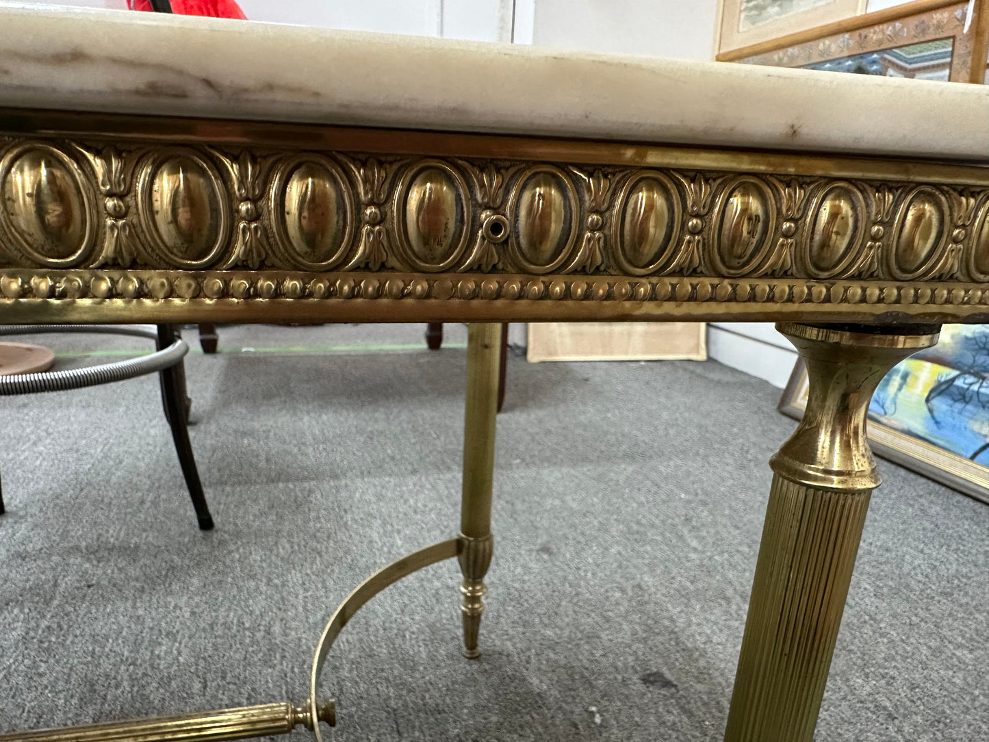 Neoclassical Marble Top Brass Table
