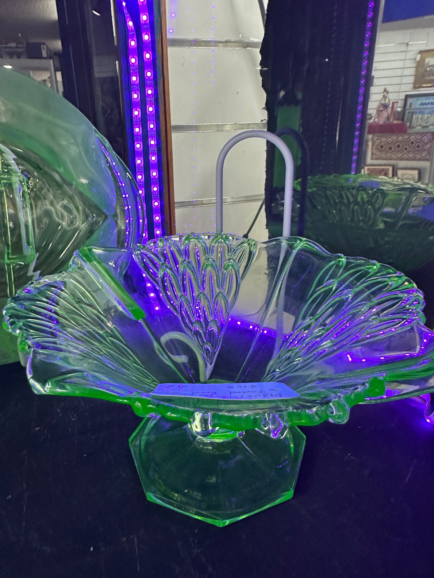 1930s Art Deco Uranium Glass Footed Bowl