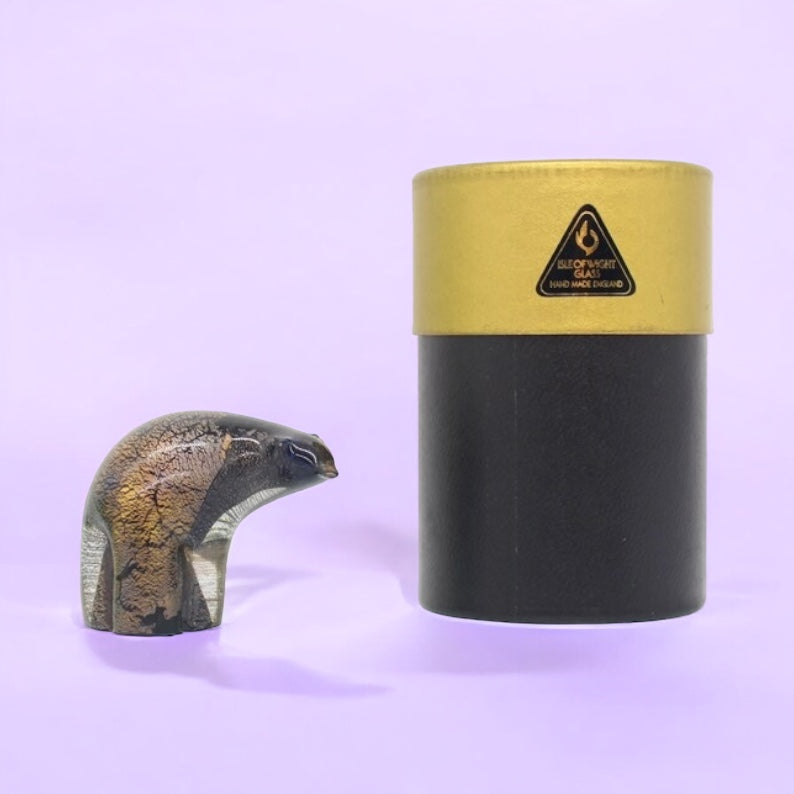 Isle of Wight Glass 'Azurene' glass polar bear With Original Box