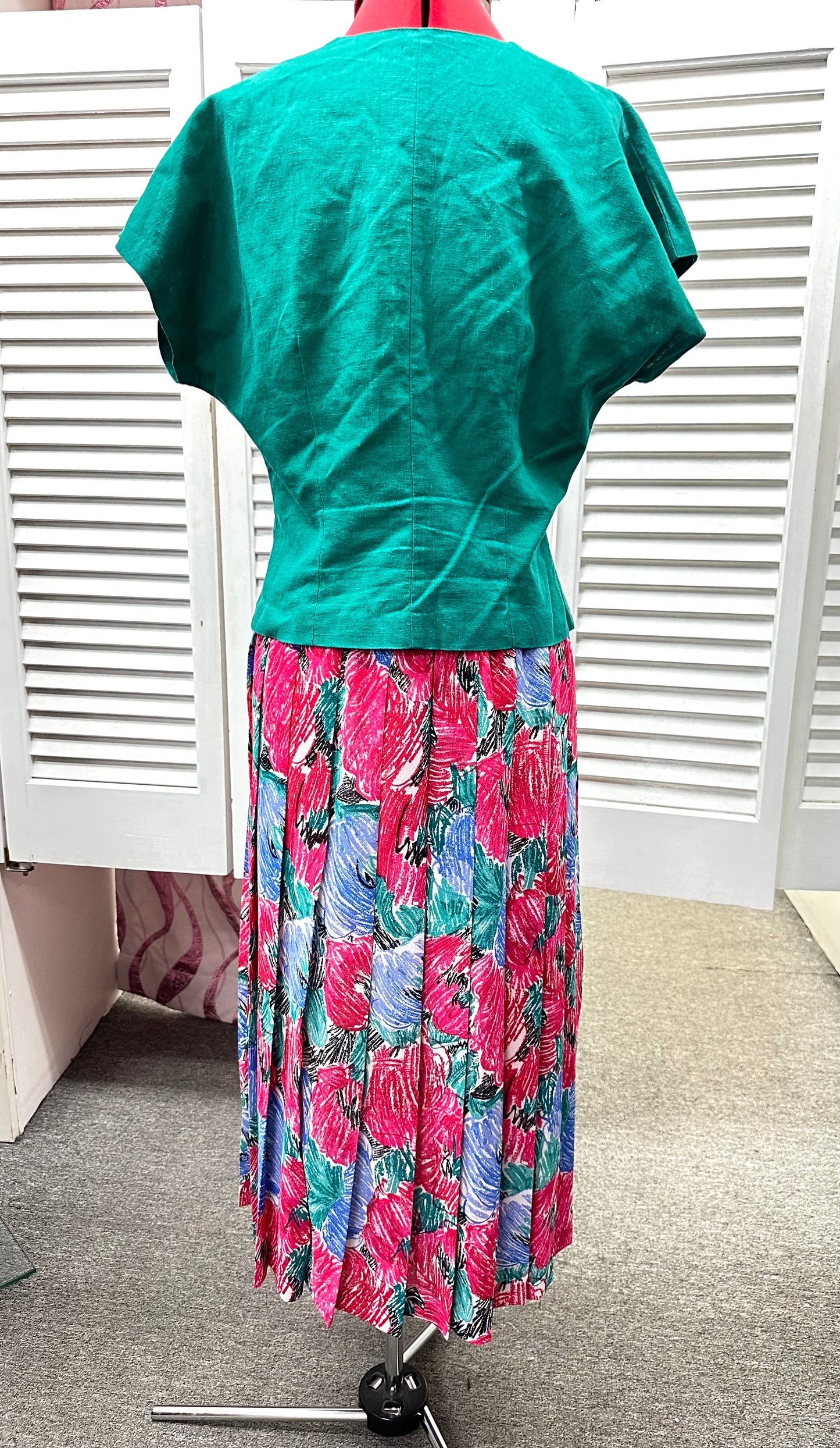 Green Shapiro Cotton Top + Sportscraft Skirt , Made in Australia