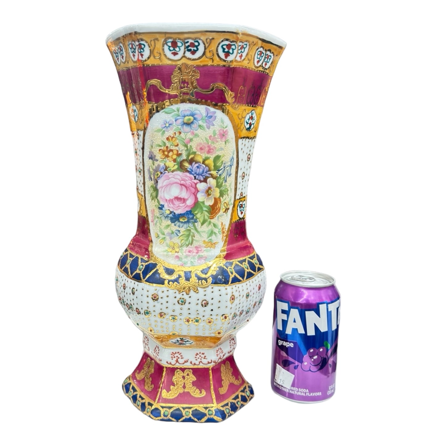 Tall 35cmH Ceramic Vase with floral Pattern