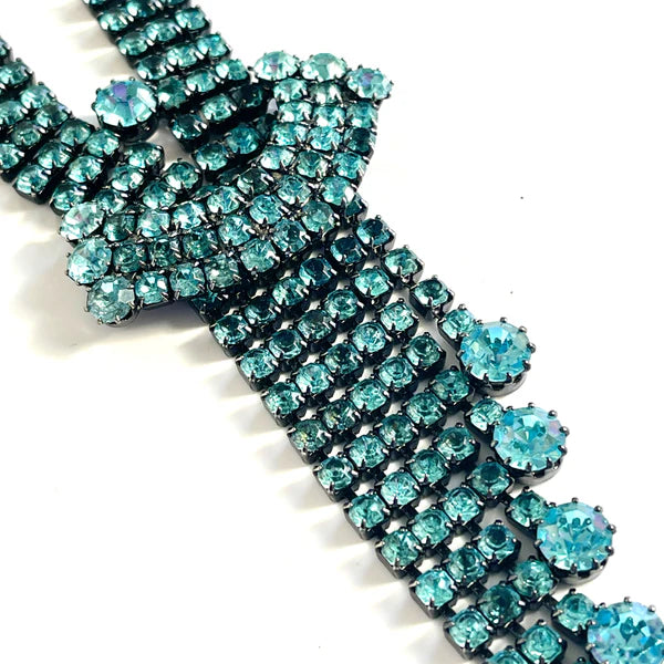 Aqua Rhinestone Necklace & Earrings