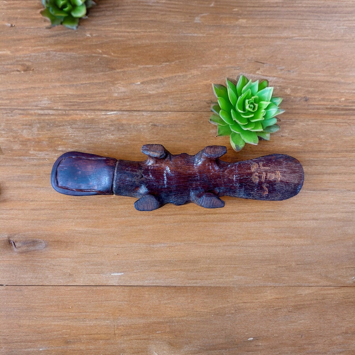 Signed Wooden Carved Platypus