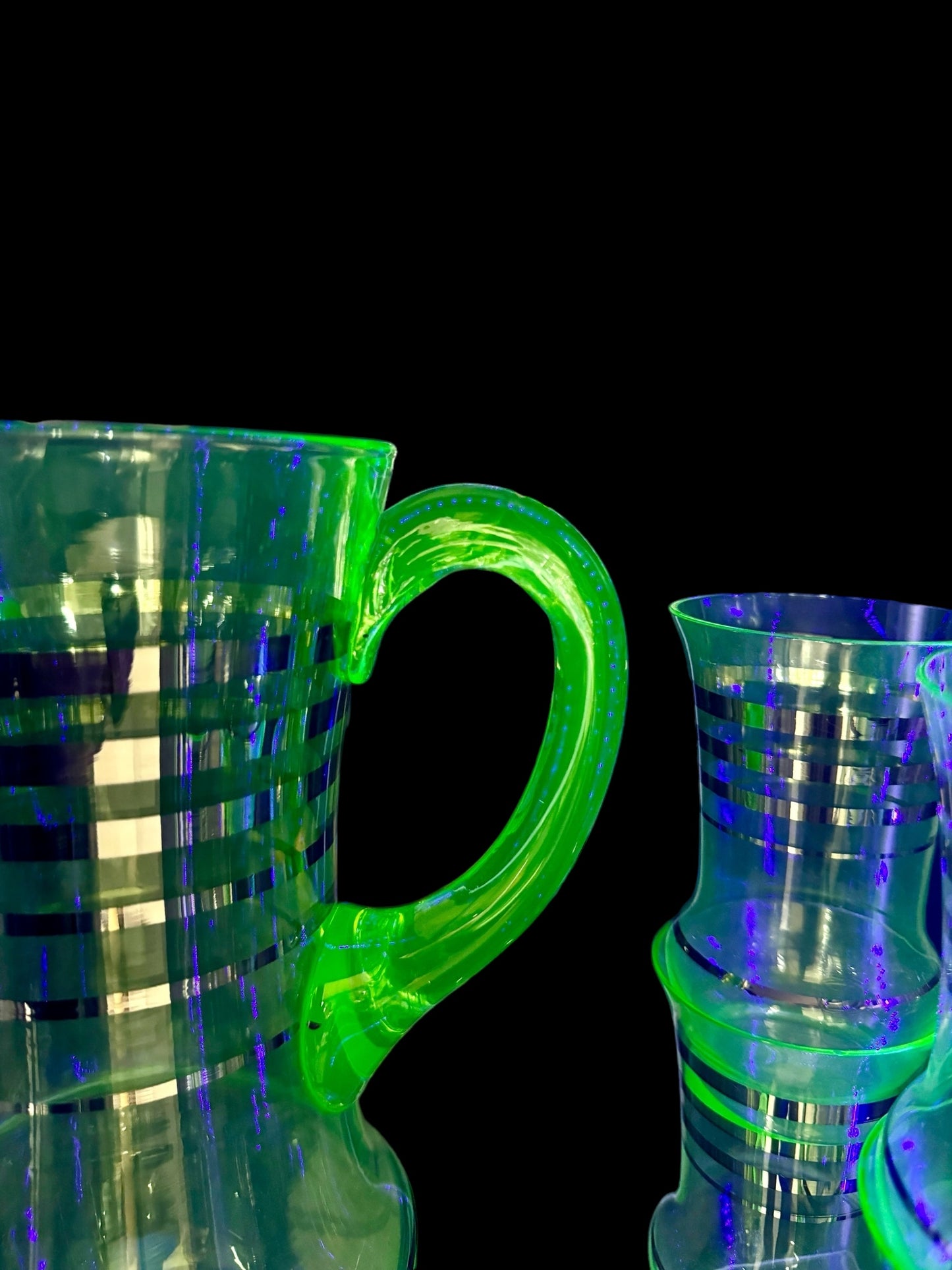 Uranium Glass lemonade jug set 7