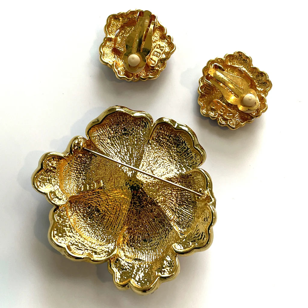 Camrose & Kross Vintage Jacqueling Bouvier Kennedy Collection Brooch & Earrings