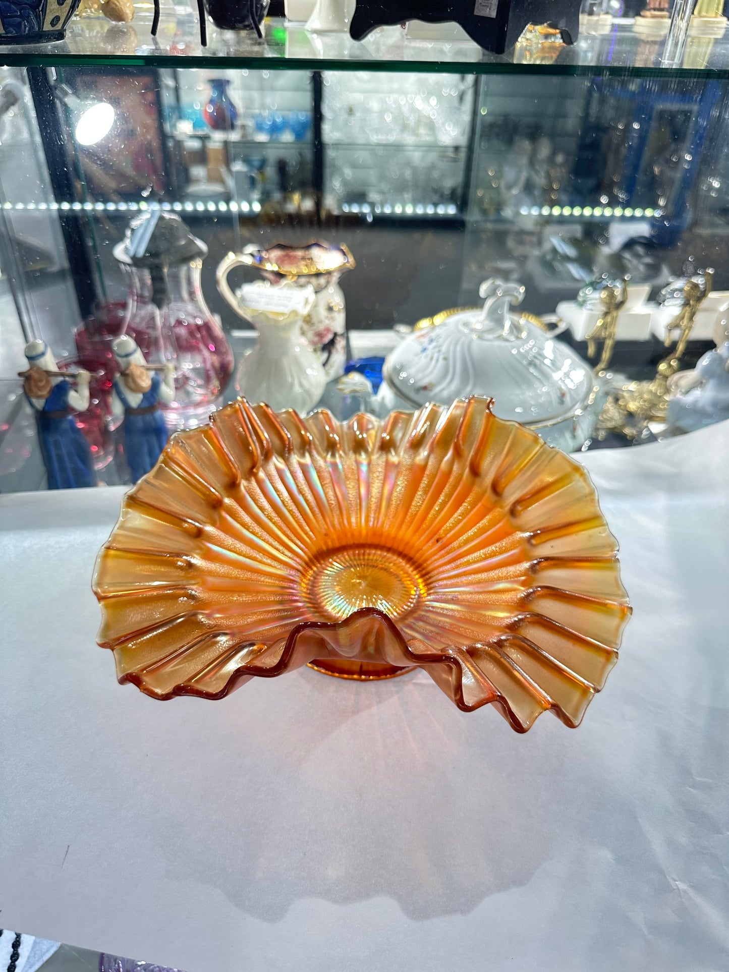 Fenton Stippled Rays Crimped Ruffled Bowl