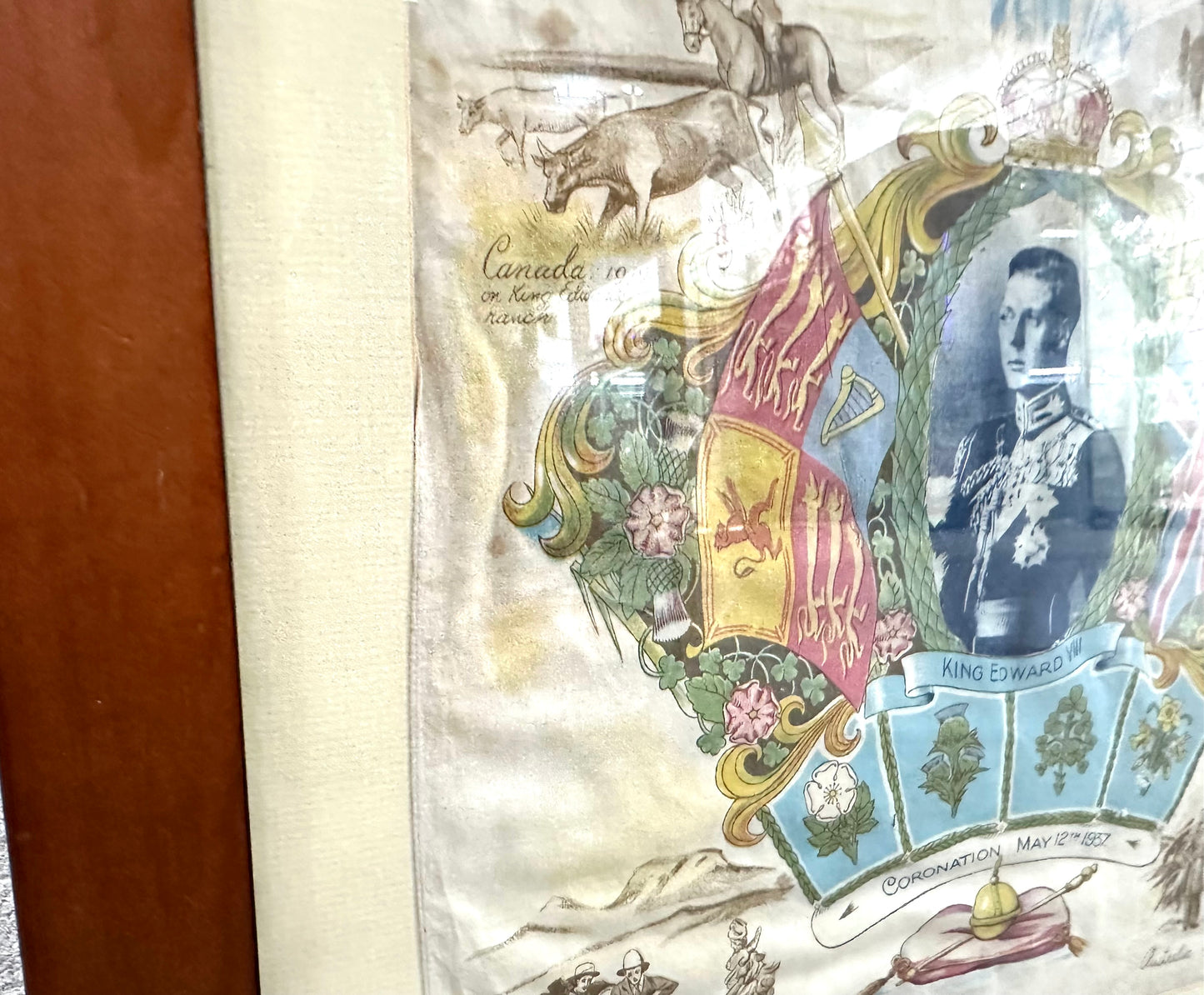 Framed King Edward VIII Coronation Linen Handkerchied
