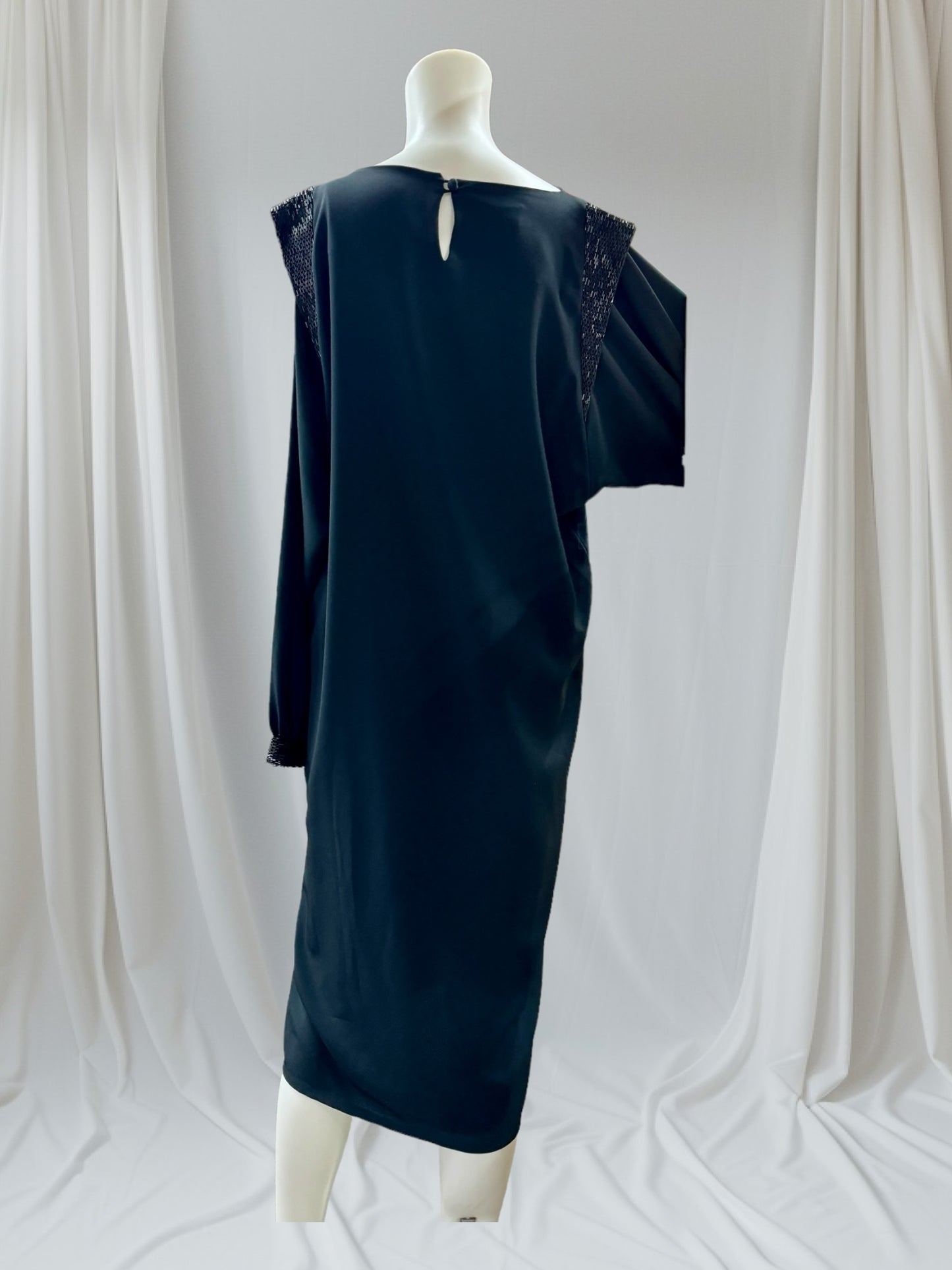 80s Kentsou black dress With Beading